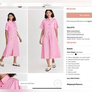 S/W/F Midi Shirt Dress (Size : S)